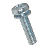 BN 1719 - Phillips pan head assembled (Sems) screws form H, with captive flat washer DIN 6902 A (DIN 7985 Z1; DIN 6902 A), 4.8, zinc plated blue
